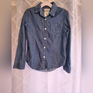 Cat and Jack Girl's Jean Long Sleeve Button Down Shirt